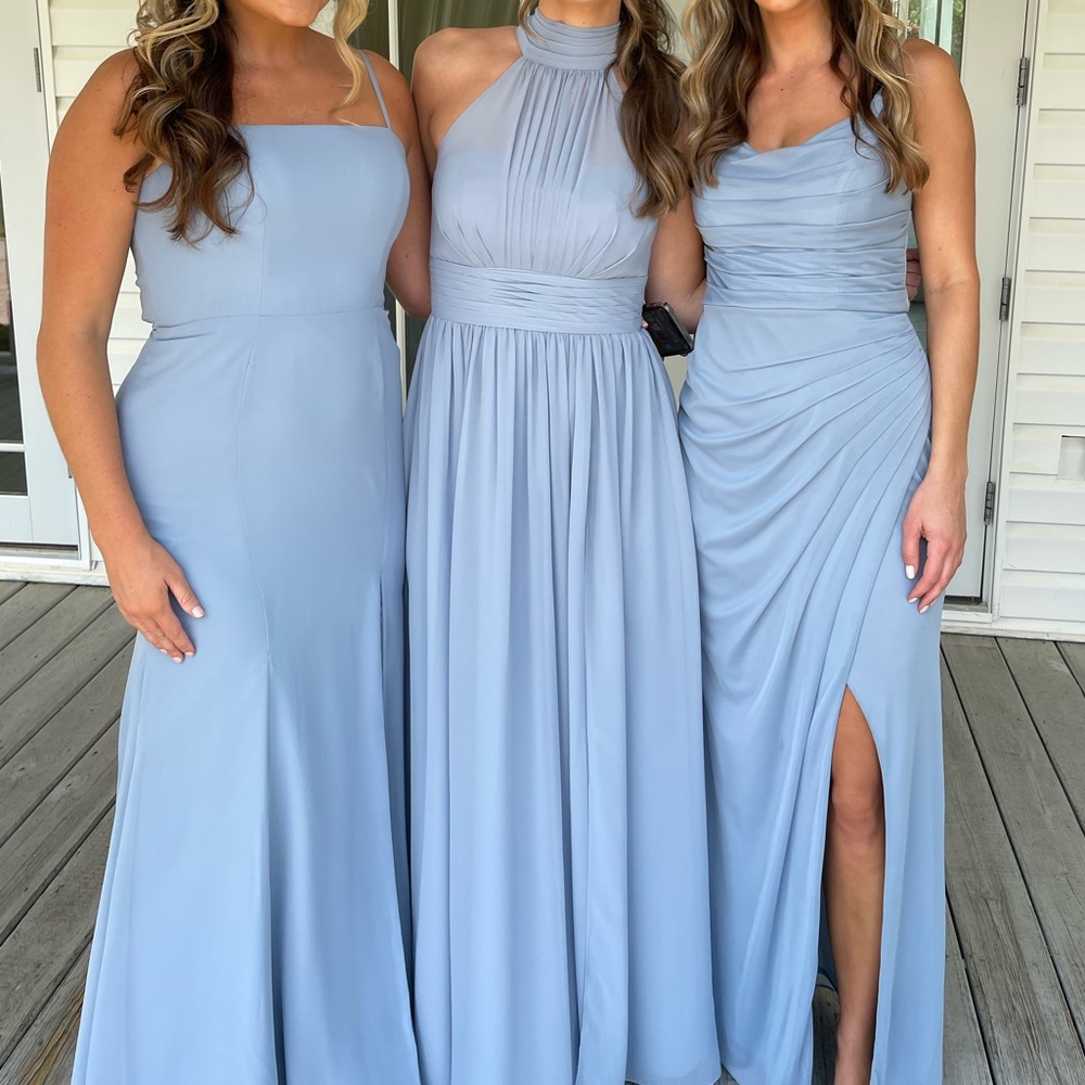 Azazie dusty blue long dress